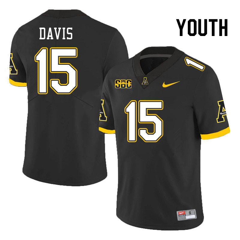 Youth #15 Thomas Davis Appalachian State Mountaineers College Football Jerseys Stitched Sale-Black